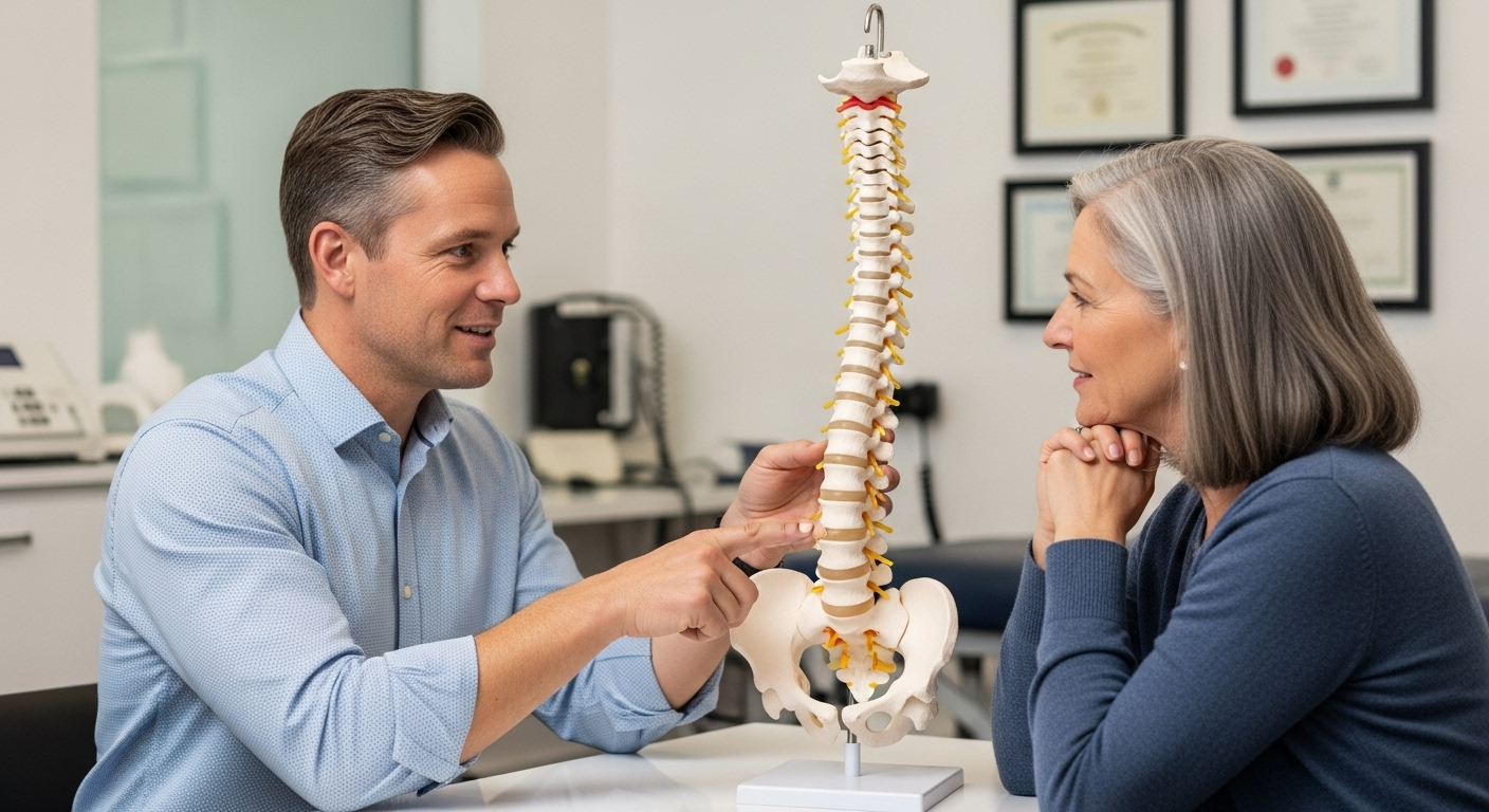Chiropractor consultation with patient