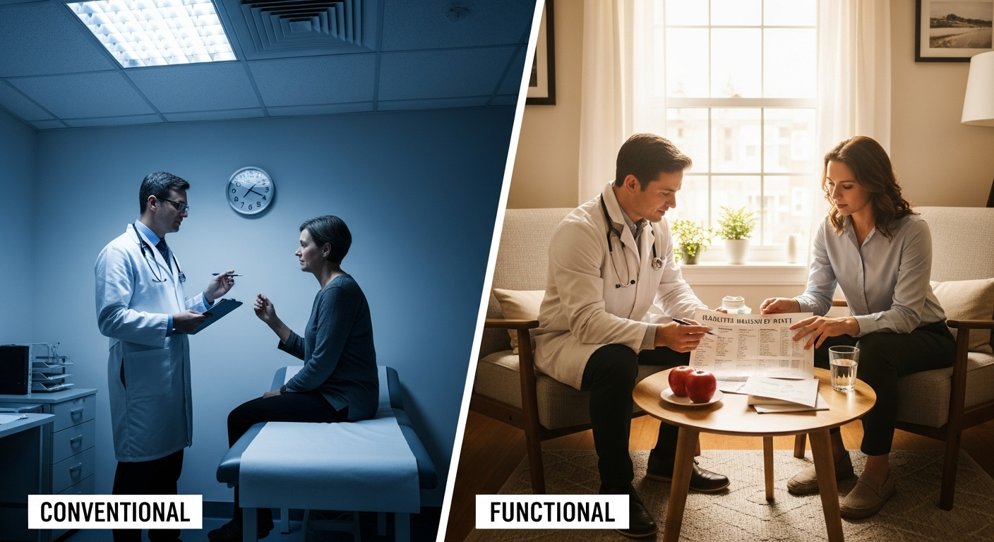 Comparison between conventional and functional medicine